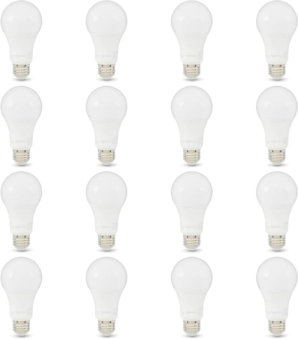 A19 LED Light Bulb, 10,000 Hour Lifetime, Non-dimmable Warm White 3000K (16-Pack)