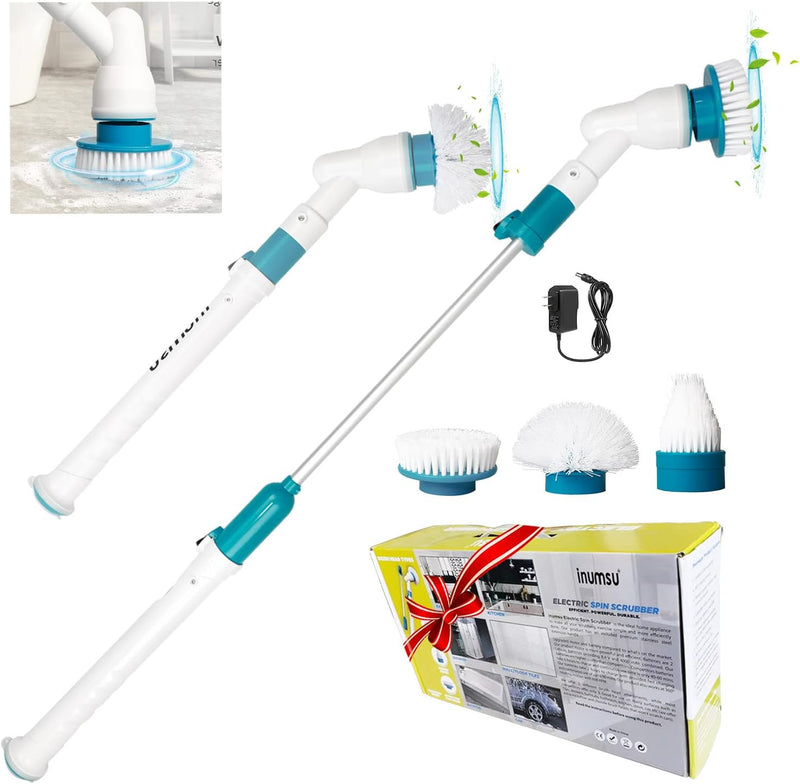 Electric Spin Scrubber, 8.7V 2000mAh Electric Shower Cleaner with 3 Brush Heads and 1 Extendable Arm