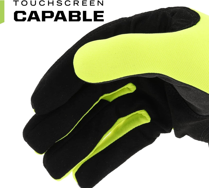 Mechanix Wear: Hi-Viz FastFit Work Gloves with Secure Fit Elastic Cuff, Reflective and High Visibility, Touchscreen Capable, Safety Gloves for Men, Multi-Purpose Use (Fluorescent Yellow, Large)