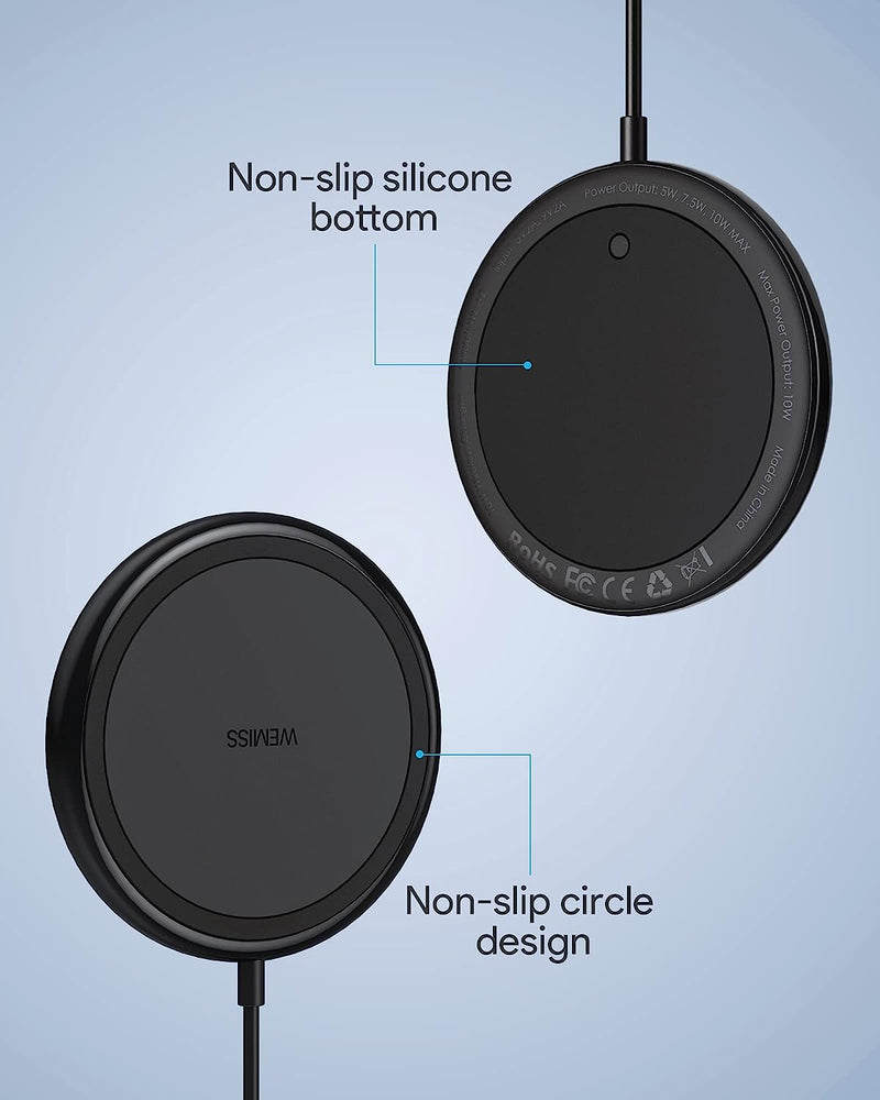 2-Pack WEMISS 10W Max Fast Wireless Charging Pads with Smart Chip