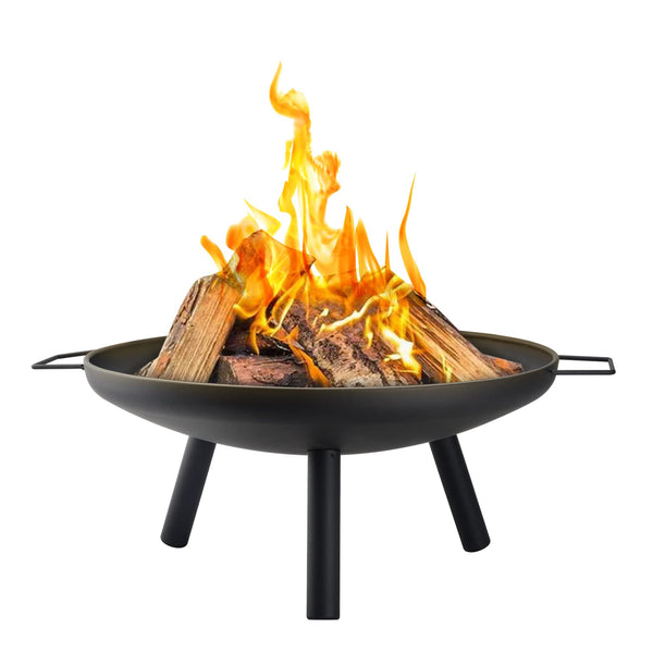 24-Inch Outdoor Wood Burning Fire Pit with Lid - Patio Fire Pit Firebowl Fireplace Heater Log Charcoal Burner with 3 Legs for Camping, Patio, Backyard, Garden