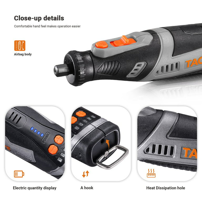 TACKLIFE Cordless Rotary Tool with 2.0Ah Battery and Quick Charger