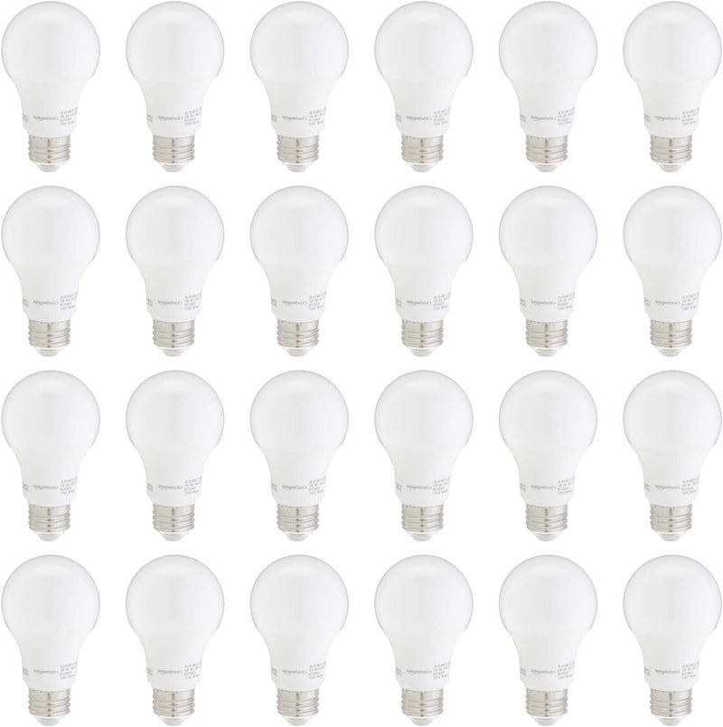 A19 LED Light Bulb, 60 Watt Equivalent, Energy Efficient 9W, E26 Standard Base, Daylight White 5000K, Non-Dimmable, 10,000 Hour Lifetime, 24-Pack