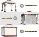 Outdoor Patio Gazebo 10×13 Heavy Duty Gazebos with Mosquito Netting & Double Roof Metal Steel Frame Canopy Gazebo Tent Shelter for Patio Lawn Backyard Garden