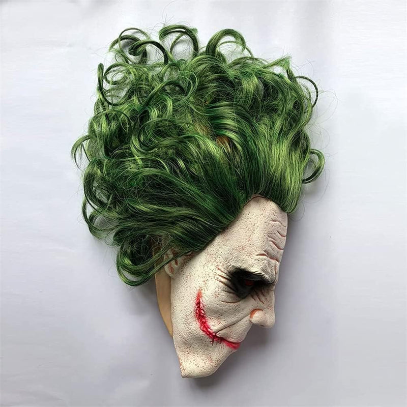 The Joker Latex Halloween Cosplay Mask with Green Hair