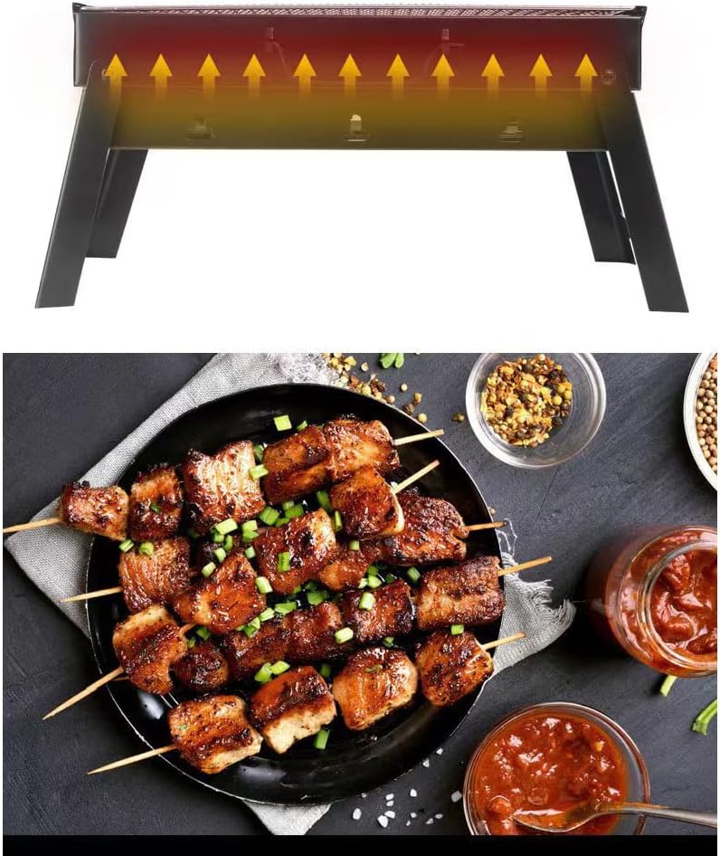 Folding Portable Barbecue Charcoal Grill (13.8" x 10.2" x 7.9")