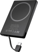 5000mAh Magsafe Power Bank Charger with Built-In USB C or Lightning Cable