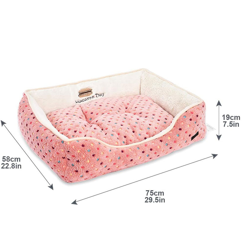 Amazon Basics Cuddler Warm & Cozy Pet Bed for Dogs and Cats (Pink Polka Dots)