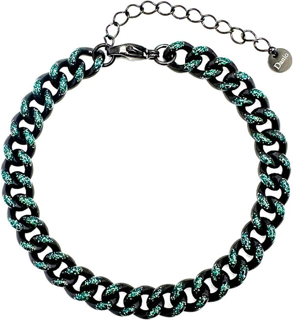 Gold Chain Bracelet for Women Girls, Black Chain Braceles Men's Bracelets 7.8MM(W) 7.3"/9"(L)