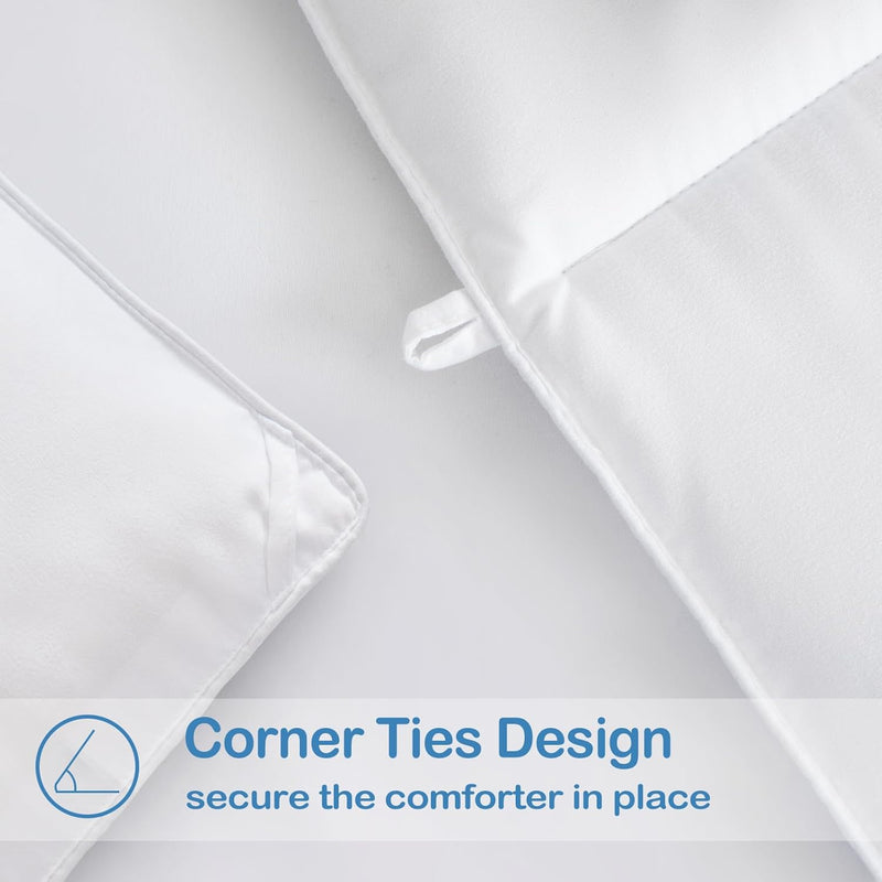 Twin Size Down Alternative Comforter, Quilted Duvet Insert for All Seasons, Soft Lightweight with Corner Tabs, Summer Winter Warm Bedding, White.