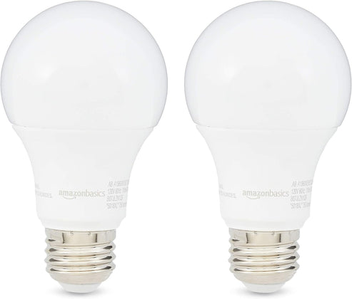 A19 LED Light Bulb, 10,000 Hour Lifetime, Dimmable Soft White 2700K (2-Pack)