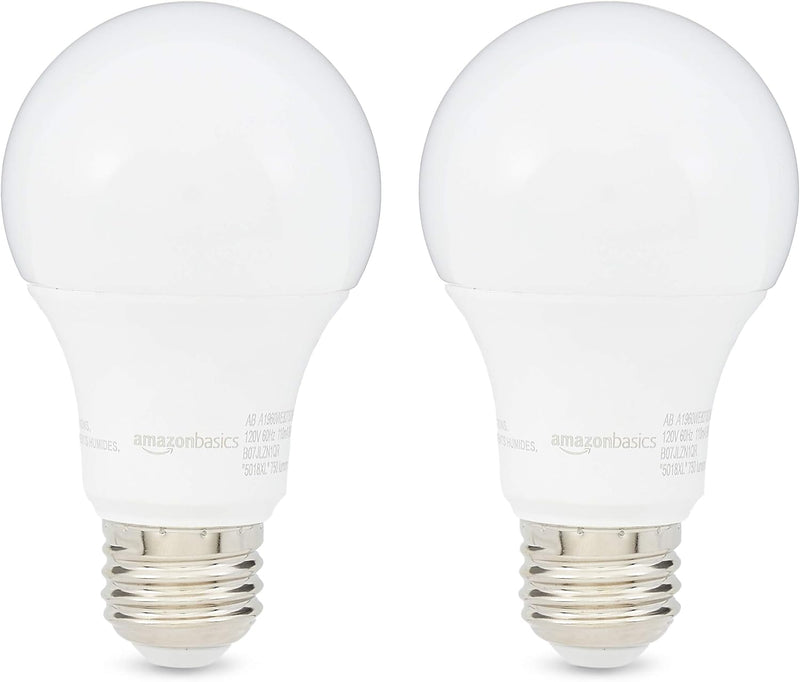 A19 LED Light Bulb, 10,000 Hour Lifetime, Dimmable Soft White 2700K (2-Pack)