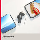 SanDisk 64GB iXpand Flash Drive with Lightning and USB-C connectors, Works with iPhone 14 and older