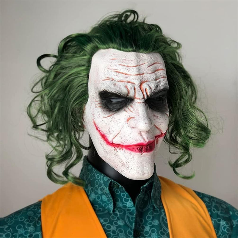 The Joker Latex Halloween Cosplay Mask with Green Hair