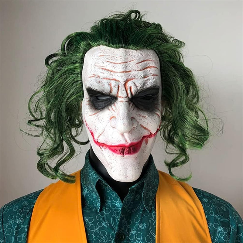 The Joker Latex Halloween Cosplay Mask with Green Hair