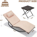 Outdoor Lounge Chair Set of 3, Patio Chaise Lounger with Folding Table and Adjustable Headrest, Easy 4-Step Assembly, All-Weather PE Rattan & Steel Frame for Pool, Patio, Porch, Backyard