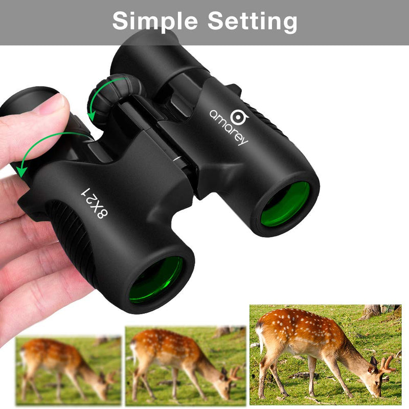 Kids Binoculars HD 8x21 - Toy Binoculars Zoom Compact Large Eyepiece Birdwatching Wide Angle Compact Night Vision Hunting Traveling Concerts