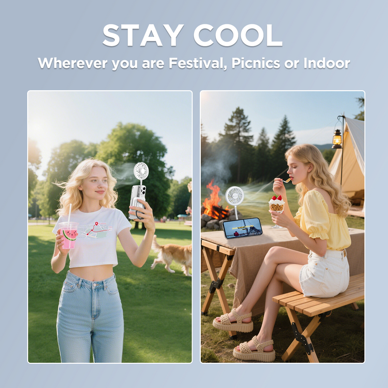2025 New Magnetic Fan, Portable Fan with 3 Modes Led Light, 1200mAh Foldable Travel Fan, USB Rechargeable Handheld Fan Hands-Free Phone Mount, 3 Speed Wind, 360° Adjustable Stand, Pocket Design for Travel Summer Concerts Car, Summer Gifts for Women & Men.