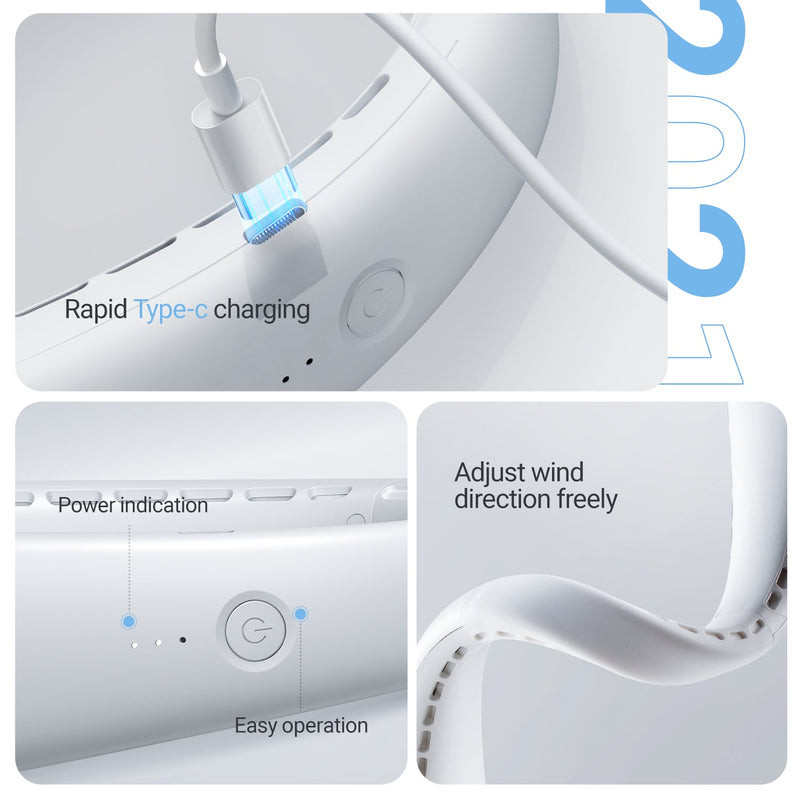 Torras bladeless neck fan Air Conditioner L3, 360° Airflow,3s Cool Down,Idea Gifts for Women & Men