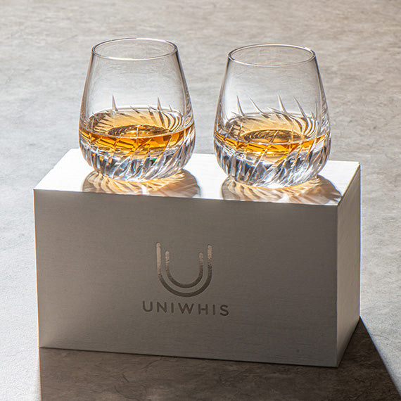 UniWhis Handmade Premium Whisky Glass Set, Handcrafted Whisky Glass with Wide Mouth, Thick Base, and Aroma-Enhancing Design