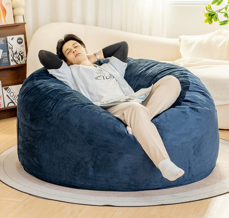 Bean Bag Chair: Giant 5' Memory Foam Furniture Bean Bag Chairs for Adults with Microfiber Cover 5Ft (Black)