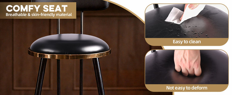 Bar Stools Set of 2 26 Inch Tall Counter Height Barstools with Backs Upholstered Bar Chairs for Kitchen Island Home Coffee Bar