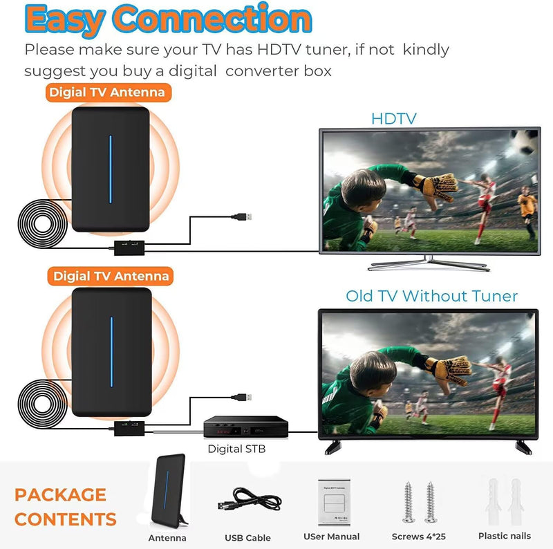 HD Digital TV Antenna with 600+ Mile Range for Free Over-Air HDTV Channels