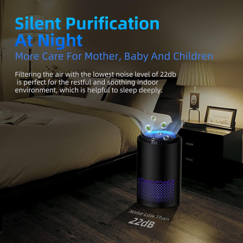 Air Purifier for Home with Dual Channel 360° Air Intake - Removes Smoke, Pollen, Dander, Hair, Odors