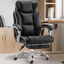 Office Desk Chair with Foot Rest High Back Executive Office Chair for Heavy People PU Leather Computer Chair with Adjustable Backrest Reclining Office Chair with Lumbar Support, Black