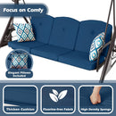 800LBS Patio Swing with Canopy 3 Seat Outdoor Porch Swing with Stand w/Cup Holder & Pillow Glider Chair Swing Bed for Patio Backyard Poolside
