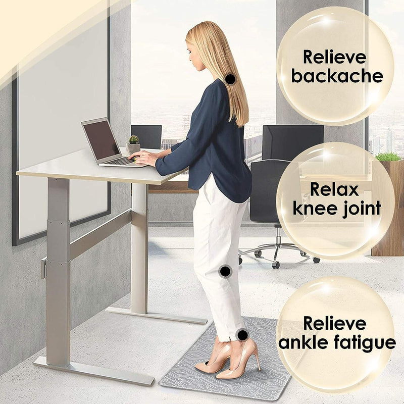 Cushioned Anti Fatigue Comfort Kitchen Mat PVC Thick Waterproof Non-Slip  Floor Rugs Standing Desk Mats
