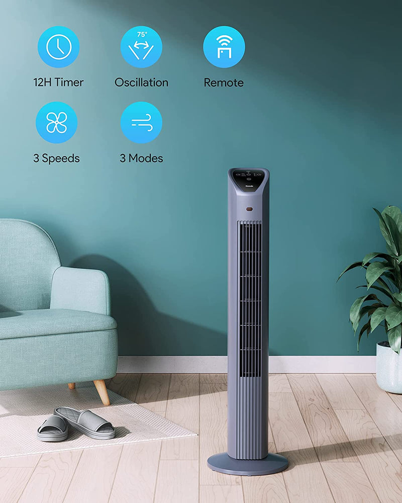75° Oscillating Fan with Remote, 36", 3 Modes 3 Speeds