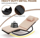Outdoor Lounge Chair Set of 3, Patio Chaise Lounger with Folding Table and Adjustable Headrest, Easy 4-Step Assembly, All-Weather PE Rattan & Steel Frame for Pool, Patio, Porch, Backyard