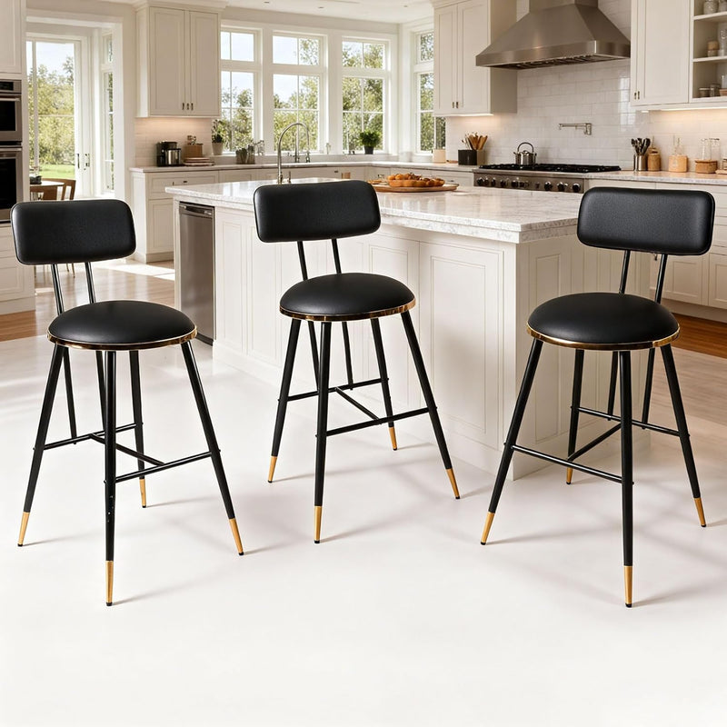 Bar Stools Set of 2 26 Inch Tall Counter Height Barstools with Backs Upholstered Bar Chairs for Kitchen Island Home Coffee Bar