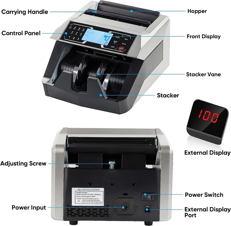 Bill Counter, UV/MG/IR Detection, Counterfeit Bill Detection