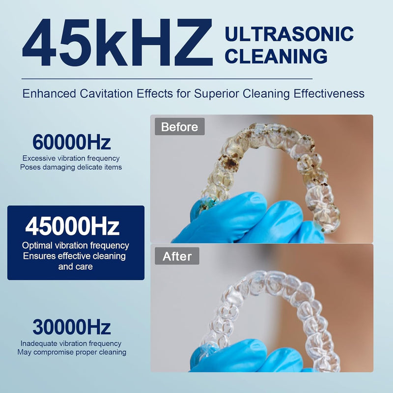 2025 Ultrasonic Retainer Cleaner Machine – 45kHz Retainer Cleaner for Night Guards, Mouth Guards, Dentures – 24W Dental Ultrasonic Cleaner with 4 Modes, 200ML – Great Gift for Braces Users
