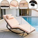 Outdoor Lounge Chair Set of 3, Patio Chaise Lounger with Folding Table and Adjustable Headrest, Easy 4-Step Assembly, All-Weather PE Rattan & Steel Frame for Pool, Patio, Porch, Backyard