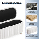Storage Ottoman Bench, 53" Length Upholstered Bench & Ottoman with Safety Hinge, Tufted Bed Bench with Rolled Arm and Nailhead Trim, End of Bed Storage Bench for Bedroom, Living Room, Entryway