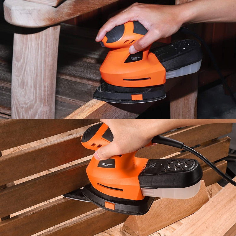 Mouse Detail Sander 12000 OPM, 360-degree Rotatable Sanding Pad with 20 Pcs Sandpapers