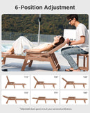 Aokia Plastic Lounge Chairs for Outside Set of 2 with Wheels & Cup Holder, Oversize HDPE 6-Position Chaise Lounge Outdoor Lounger for Patio & Pool.