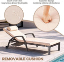Patio Chaise Lounge Chairs Set of 2 Wicker Pool Lounge Chairs Outdoor with 5 Adjustable Back & Removable Cushion & Tray Tanning Chair Sun Loungers for Patio Poolside Deck Beach