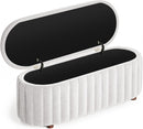Storage Ottoman Bench, 46 Inch Upholstered Bench & Ottoman with Larger Storage Space, Bed Bench with Safety Hinge, End of Bed Storage Bench for Bedroom, Living Room, Entryway, Closet