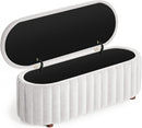 Storage Ottoman Bench, 53" Length Upholstered Bench & Ottoman with Safety Hinge, Tufted Bed Bench with Rolled Arm and Nailhead Trim, End of Bed Storage Bench for Bedroom, Living Room, Entryway