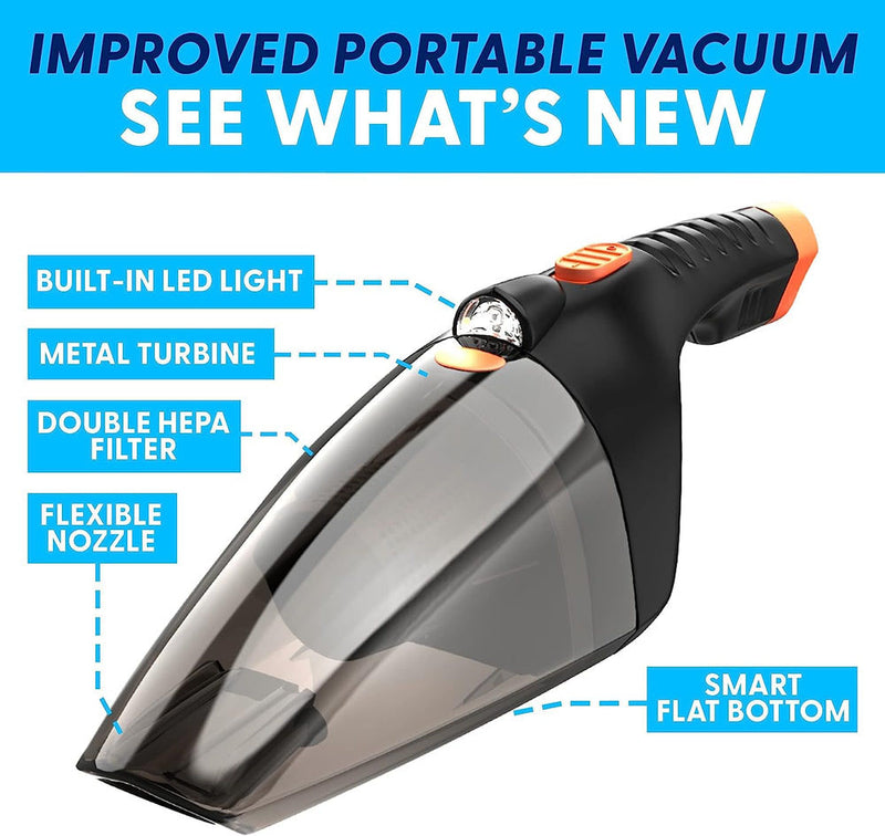 Car Vacuum Cleaner with LED Light, Double HEPA Filter, 110W High Suction Power