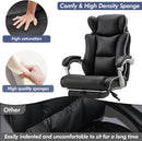 Office Desk Chair with Foot Rest High Back Executive Office Chair for Heavy People PU Leather Computer Chair with Adjustable Backrest Reclining Office Chair with Lumbar Support, Black