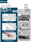 Tall Adirondack Chairs Set of 2 with 2-Layer Connecting Table, HDPE Bar Height Outdoor Table and Chairs with Umbrella Hole, All Weather Outdoor Bar Stools for Patio, Deck, Yard