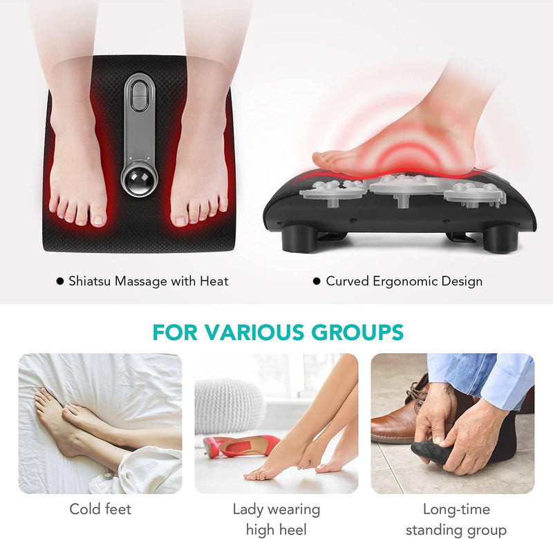 Shiatsu Foot Massager Machine with Heat, 2-in-1 Heated Foot Warmer