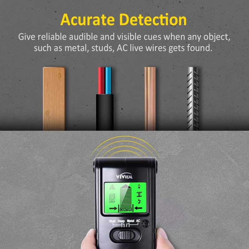 4-in-1 Electric Wood Detector, Stud Finder Wall Scanner with LCD Display