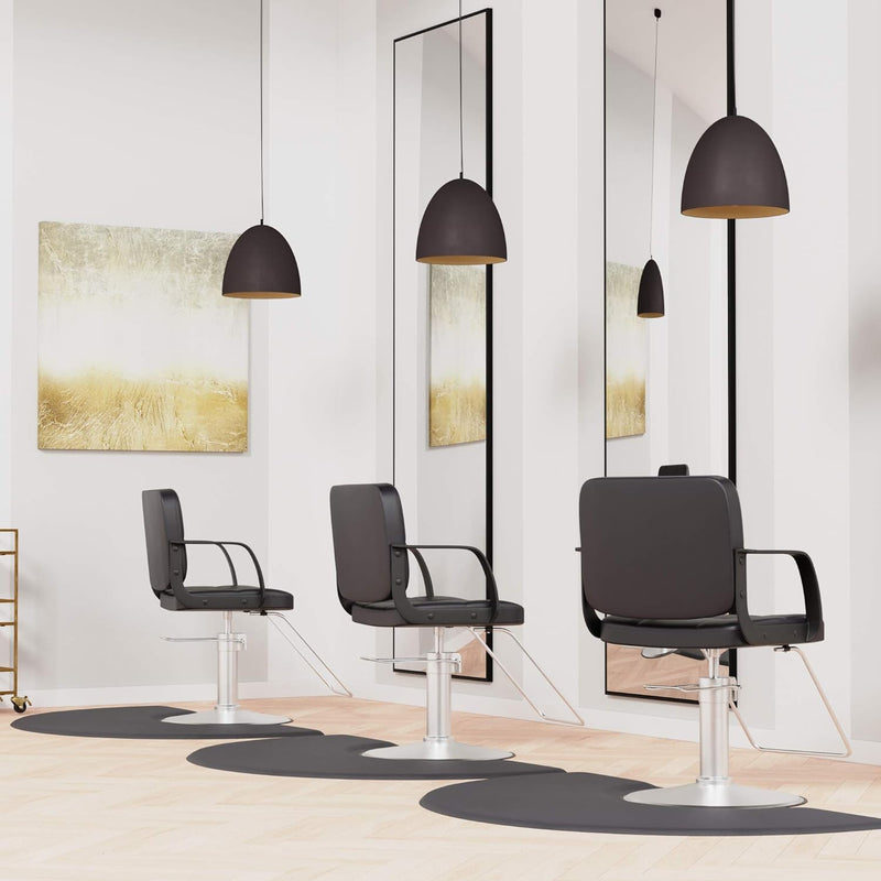 3 ft. x 5 ft. Salon & Barber Shop Chair Anti-Fatigue Floor Mat - Black Semi Circle - 7/ 8 in. Thick
