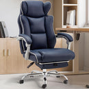 Office Desk Chair with Foot Rest High Back Executive Office Chair for Heavy People PU Leather Computer Chair with Adjustable Backrest Reclining Office Chair with Lumbar Support, Black